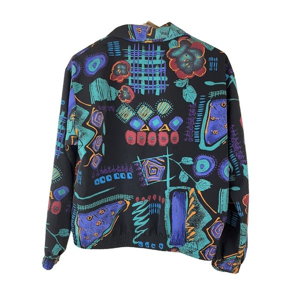 Vintage Emily Adams Blazer Medium Bomber Abstract Print Button Front Maximalism - Picture 6 of 16